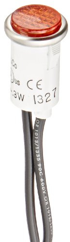 NSI Round Indicator Light with Non Replacable Lamps, Press Fit, 0.5 Panel Cutout, 0.5 Mounting Hole Diameter, Amber 0.09 Cyl Diamond Lens, Stainless Bezel, Pounds