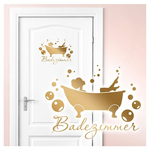 Wandaro Wandtattoo Badewanne I schwarz (BxH) 38 x 29 cm I Badezimmer Bad Deko WC selbstklebend Aufkleber Türaufkleber Wandsticker Wandtatoo Tür W3407