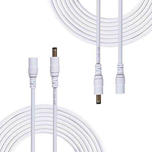 Liwinting 2 Pezzi 3 metri Cavo di Prolunga DC Maschio a Femmina Cavo di Alimentazione del Connettore 12V 2,1 mm x 5,5 mm per Adattatore di Potenza, LED, Fotocamera CCTV Potenza, Monitor e più - Bianco