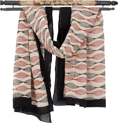 GURU SHOP Leichter Pareo Schal, Sarong, handbedrucktes Tuch | 100% Baumwolle, traditioneller Blockdruck, vielseitig verwendbar, leicht zu reinigen