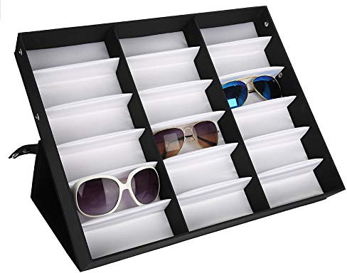 Brille Aufbewahrungsbox, Brrnoo Aufbewahrungsbox Für Brillen, 18 Gänge, Aufbewahrungstasche Für Sonnenbrille Zum Ausstellen Und Aufbewahren