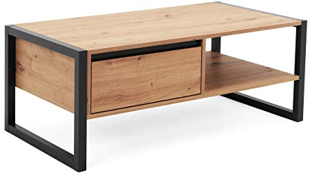 Newfurn Couchtisch Anthrazit Wildeiche Wohnzimmertisch Vintage Industrial - 100x40x55 cm (BxHxT) - Landhausstil Sofatisch Tisch - Wohnzimmer