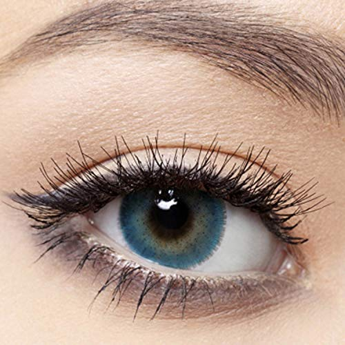 ANESTHESIA farbige Kontaktlinsen MIAMI BLUE (Dioptrien -0.00) – stark deckende Monatslinsen der USA Serie für 6 Monate, Babyblaue Farblinsen, perfekt für dunkle Augen