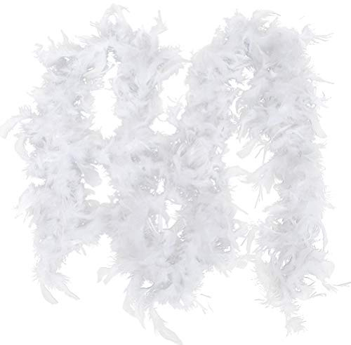 Federboa, 2M weiße Feder Boa Kostüm Kostüm Party Tanz Hochzeit Weihnachten Nacht Streifen, Dicke Party Feder Boa Streifen Flauschige Handwerk Kostüm Flauschige Girlande Boa Band Streifen