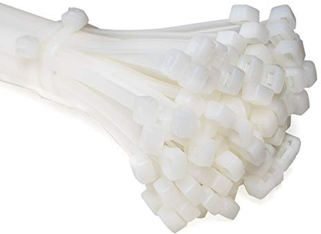 ERKO Kabelbinder Weiß 300 x 3,6 mm 100 Stück Premiumqualität 18 kg Zugfestigkeit, Temperaturbeständig, Chemische resistenz, für Kabelmanagement