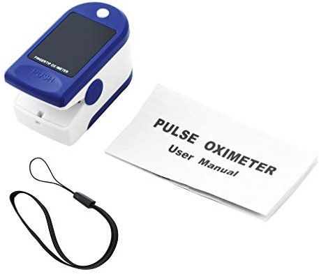 Pulse O_ximeter, Oxygen Saturation Monitor Finger Pulse Monitor Child and Adult with LED Display, with Lanyard (Blue)