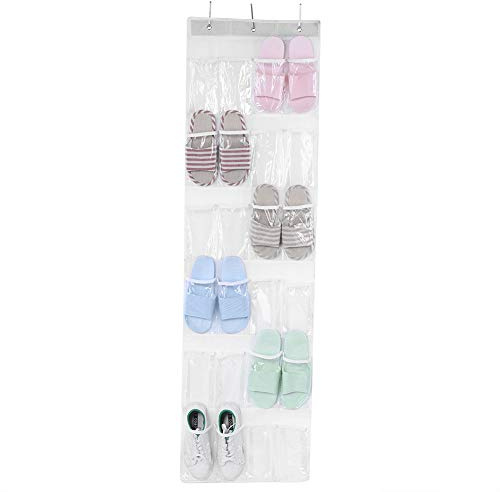 OUKENS Türorganizer Hängeorganizer, multifunktionale 150x45cm Houseware Hanging Shoe Organizer 24-Pockets Transparente Schuhe Taschenhalter Organizer Rack für Schuhe mit Haken