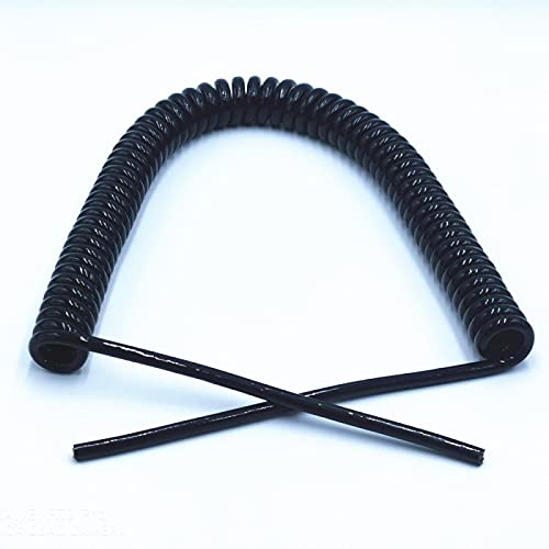 KEPOHK 2-adriges Feder-Teleskop-Spiralkabel 24AWG 20AWG 17AWG 14AWG 2,5 m 5 m 7,5 m schwarzes Netzkabel dehnbarer Draht Leitungslänge 7,5 m 2-adrig 17 AWG
