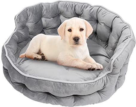QUVITA Rund Hundebett Hundekorb für Wolke Kleine Große Hunde Sofa Katzenbett 60 cm Luxuriös Cozy Haustier Bett & Sofa Verbesserte rutschfeste Unterseite, Waschbar