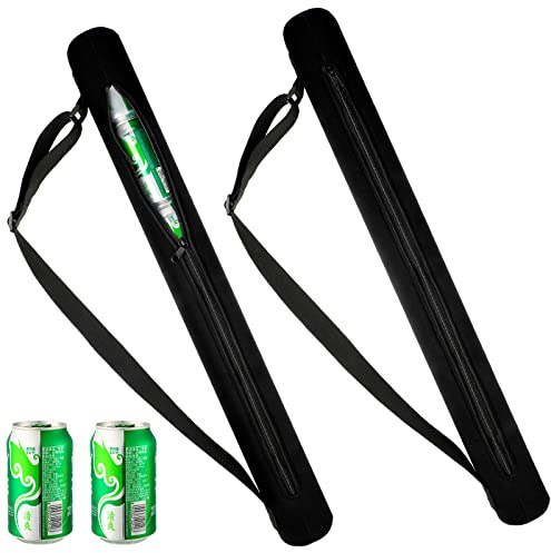2 Pieces 6-can Insulated Cooler Sleeve Beer Cooler Tube Black Hold Golf Bag Insulated Beer for Golfing, Beach Days, Picnic, Traveling and More(Straps Style)
