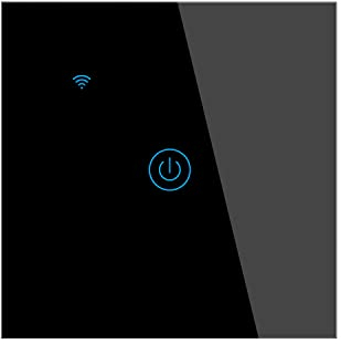 Lancoon Interruttore a Parete Tattile con Indicatore LED Blu Telecomando Intelligente Wireless Supporto per la Condivisione Della Famiglia Funzione Timer Cavo Neutro Richiesto(nero, 1 banda)