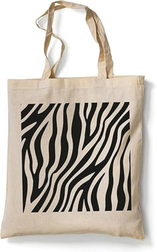 tradercat Jutebeutel bedruckt mit Motiv, Stoffbeutel bedruckt aus 100% Baumwolle - Tote Bag, Einkaufsbeutel, Einkaufstasche, Shopper und Baumwolltasche mit langen Henkeln, Zebramuster