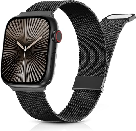 Tuocal Métal Bracelets Compatible avec Apple Watch 42mm(Series 3/2/1) 44mm 45mm 46mm, Sport Aimant Acier Inoxydable en métal Compatible pour iWatch Series 10 9 8 7 6 5 4 3 2 1 & SE Hommes Femmes