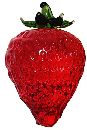 YANGSHINE - Statua di fragola in cristallo, ornamento in vetro artificiale, scultura di frutta, figurina, fermacarte da tavolo, ornamento in cristallo e vetro per la decorazione della casa - fragola