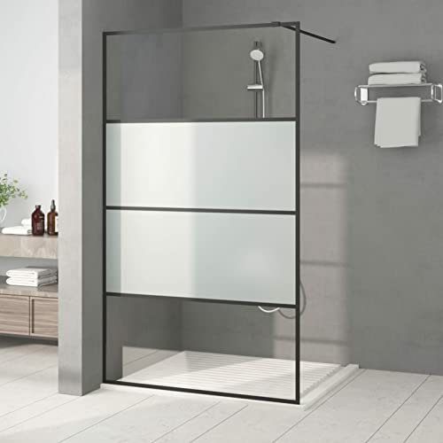 ANGYANG Duschwand für Begehbare Dusche, Duschrückwand, Duschabtrennung, Glaswand Dusche, Duschglaswand, Duschtrennwand, Schwarz 115x195 cm Halbmatt ESG