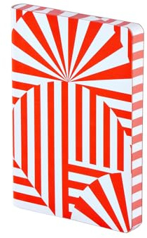 Nuuna Notizbuch A6 | Graphic S - Fancy Fans | 2,5 mm Punktraster | 176 nummerierte Seiten | 120 g Premium-Papier | Leder weiß | nachhaltig produziert in Deutschland