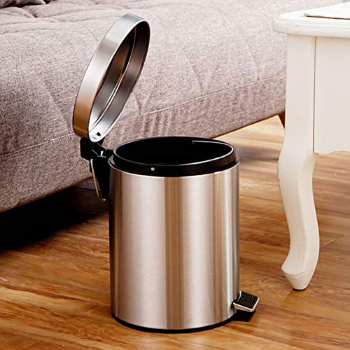 Cubo de basura de cocina con pedal 30 litros contenedor acero inoxidable cromado para hogar y oficina basurero pedal cocina acero inoxidable 28x21x21 cm