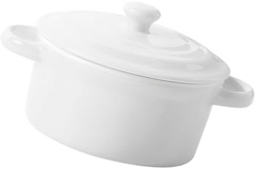 MAGICLULU Keramik Reisschüssel Mit Doppelgriff 200 Ml Weiß Mikrowellengeeignete Babysuppenschüssel Mit Deckel Für Babybrei