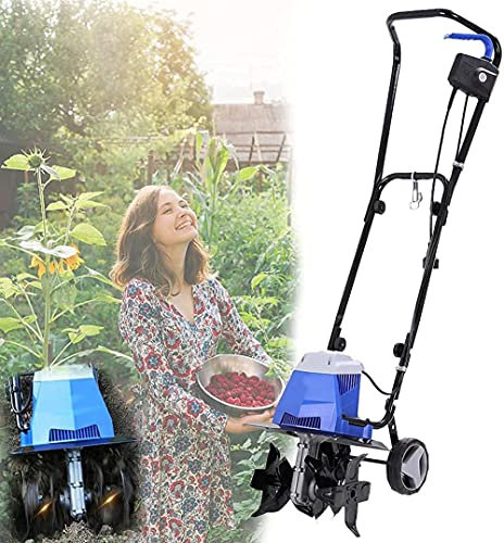 KOHARA Motozappa elettrica Portatile Motozappa elettrica 4 Lame 220v 32 Larghezza di Taglio 22 cm profondità di Lavorazione A Basso Rumore per Giardini Terreno vegetale