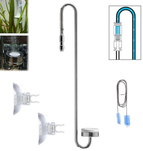 Aquarium CO2 Diffusor | 30cm | Edelstahl | Anschluss: 4/6 mm, CO2-Verteiler zur Förderung der Gesundheit von Aquarienpflanzen, Zerstäuber Aquarium Zubehör für CO2 Systeme In Jedem Süßwasser Aquarium