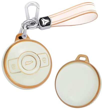 HIBEYO TPU Car Key Case Cover Protection Shell Compatible with Mercedes Benz SMART Fortwo 1 BRABUS 1 Benz SMART Auto Interior Accessories Key Case Cover Protector Keyless Entry Remote key-B white