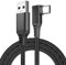 MMOBIEL VR Link Kabel USB zu USB-C für Meta Quest 3S / 3/2 / Pro, Pico 4 Ultra / 4 und PC/Steam VR 90 Grad Typ-C Nylon Geflochtenes Kabel für VR Headset Gaming - 3m - Schwarz