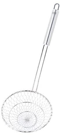 Cuchara Ranurada Skimmer de cocina, colador de pasta, skimmer de acero inoxidable, colador pequeño de cocina, utensilios de cocina de 9,8 × 4,9 pulgadas Espumadera Cucharas Ranuradas para Cocinar