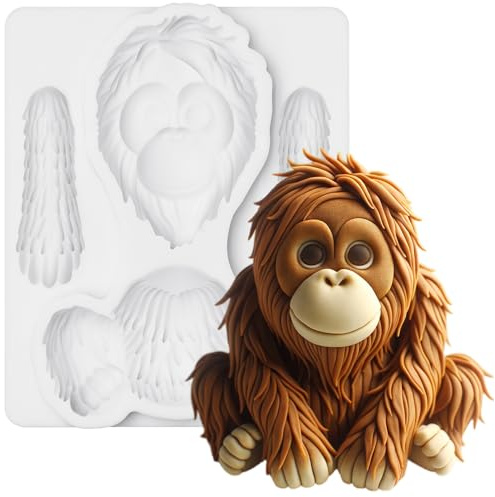 Fondant Mould Silicone Orangutan Jungle Animal Cake Topper 3.6 Inches Tall