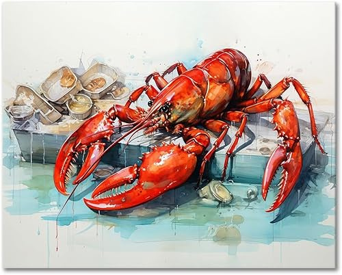 Leisouu Malen Nach Zahlen, Bunter Hummer, Malen Nach Zahlen-Set Für Erwachsene Und Kinder, Malen Nach Zahlen Auf Leinwand Zum Selbermachen, Abstraktes Ölgemälde, Malen Nach Zahlen Zum Selb(40x50cm)