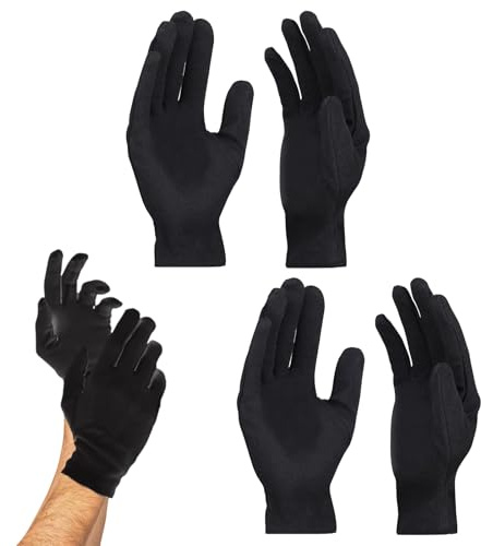 KARELLS 2 Paar Baumwollhandschuhe Schwarz,Etiquette-Handschuhe für Frauen und Herren,Baumwolle,Ehrengarde Handschuhe,formelle Smoking Kostüm