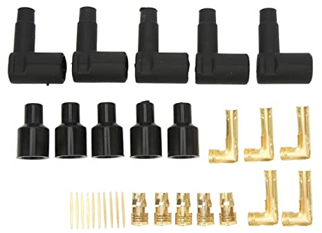 Kit de terminales y arranque Klanata, 30 botas de alambre de bobina de bujía, material de goma negro, kit de terminales para cables de 6-10 mm