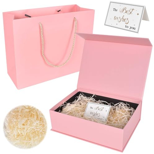 Rosa große Geschenkbox 28x20x9 cm, Premium Geschenkbox mit Magnetverschluss für Feiertage Hochzeit Geburtstag Geschenkverpackung
