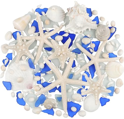 Fangoo Natural Large Starfish mixed Sea Shells 7-15cm Real Starfish Beach Sea Glass for Decorating Crafting Conch for Beach Party Home Decor DIY Crafts Bathroom Vase Fillers Fish Tank Decorations