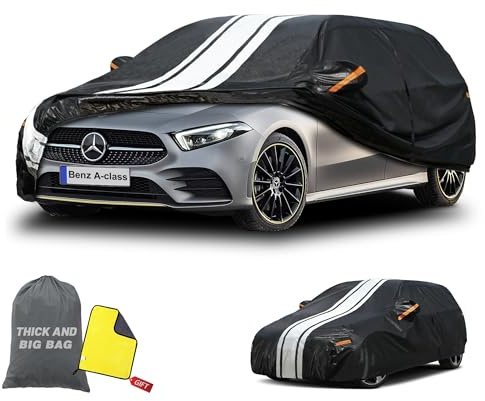 Cowtcver Autoabdeckung Wasserdicht für Mercedes-Benz A Klasse 2012-2026 | 10 Schichten Vollgarage Autoplane Atmungsaktiv für Sonne Staub Schutz, Abdeckplane für A Klasse W176/W177 mit Reißverschluss.