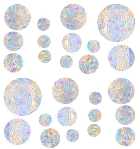 Suncatcher Sticker,26 Stück Prisma Fensteraufkleber,Regenbogen Folie Fenster Aufkleber,Sonnenfänger Fenstersticker,PVC Anti-Kollisions Fensterfolie Bunt für Vogelschutz,Regenbogen Effekt,Stoppt Vögel﻿
