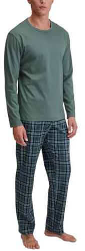 CALIDA Relax Streamline pyjamas, lång män, tillverkad av 100% bomull, Mörk gel, 52-54