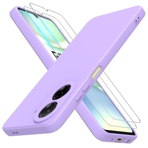 THIYUFUNS Coque pour Xiaomi Redmi A5 avec 2 Verre trempé,Silicone Liquide Housse Étui de Protection redmi A5 Microfibre Anti-Rayures Coque (6.88) - Violet