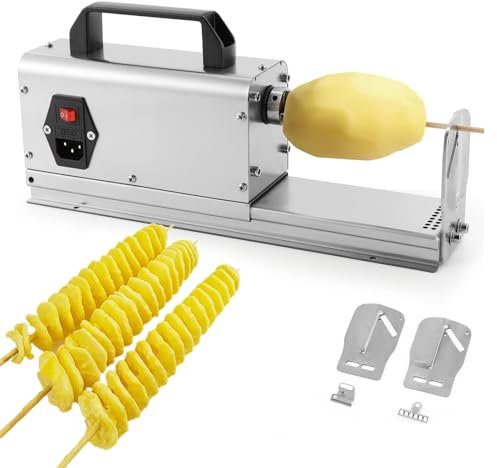 VNATWGOO Coupe-Pommes De Terre éLectrique Professionnel Tornado, Machine Professionnelle en Acier Inoxydable pour Frites FriséEs Et Hot-Dogs TorsadéS