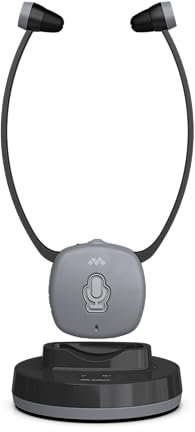 Meliconi Cuffia TV Easy Audio Wireless Digitale, Modello Steto con Ingresso Ottico, Microfono Ambiente, Volume Regolabile, Base Ricarica, Portata 20m, Audio Bilanciato per TV