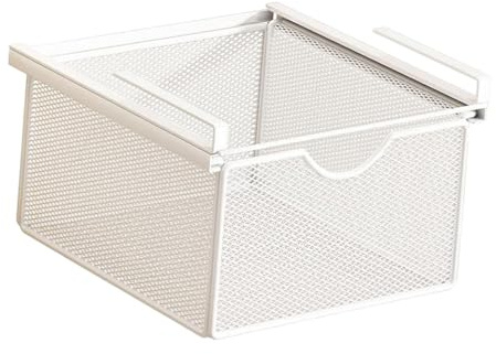 Pitycbo Cesta Extraíble para Debajo del Escritorio, Cesta Colgante de Metal, Canasta Colgante de Alambre Debajo del Estante, Deslizantes con Cajón para Sala, Cocina, Escritorio, S Widen and Deepen