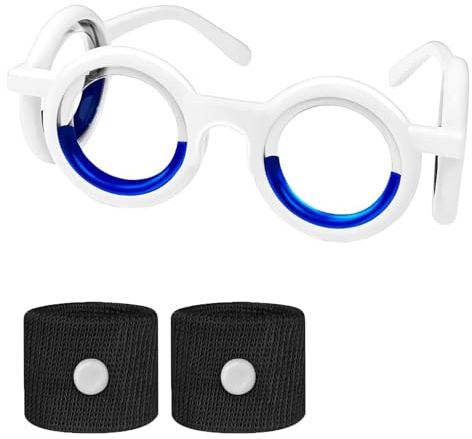 SHUOHONG Gafas Antimareo Set, Pulsera Antimareo Niños, Anteojos Portátiles para Aliviar Las Náuseas, Ultra Leggeri Gafas Anti Mareo Avión, Alleviamento Della Nausea Portatile