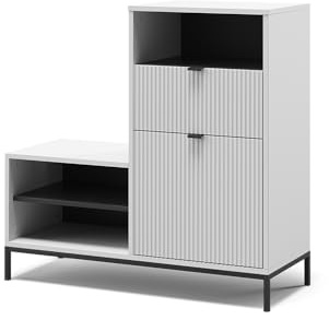 Vicco Schuhschrank Eliza, Weiß, 100 x 98.5 cm | mit Tür und Schublade, geeignet zur platzsparenden Aufbewahrung von Schuhen