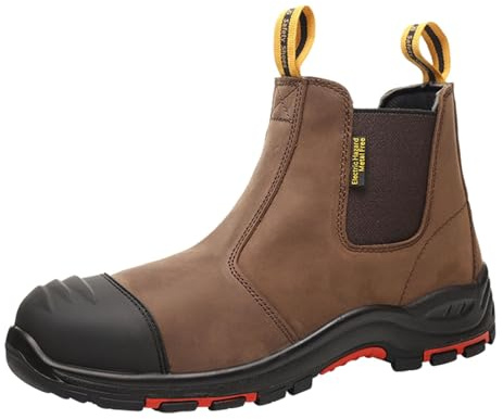 Genérico Botas Seguridad Hombres Invierno | Impermeables y Térmicas | Puntera Composite y Antiperforación | Aislante Eléctrico | Sin Cordones(Dark brown,EU47)