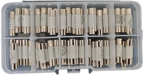 Fusibili tubolari in ceramica, set di 50 fusibili in ceramica a scatola, 5 x 20 mm T 1 A 2 A 3,15 A 4 A 5 A 6 A 8A 10 A 12 A 15 A/250 V 5 x 20 tubi di assicurazione protettivi