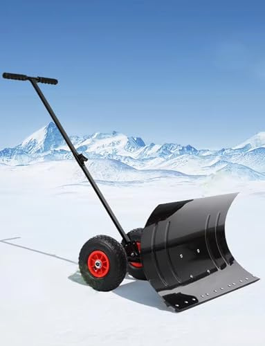 Lama da neve mobile con ruote, pala in acciaio zincato con angolazione regolabile for una rimozione efficiente della neve su marciapiedi e vialetti(Single-Handle)