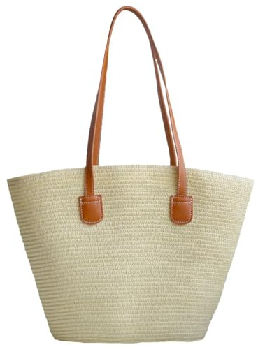 NTUOCAW Straw Beach Bag for Women Summer Beach Bag Large Beach Tote Bag Woman Shoulder Bag for Beach Travel Shopping Vacation Swim Pool Holiday Essentials Beach Tote Bags with Zipper (45cm*30cm*14cm)
