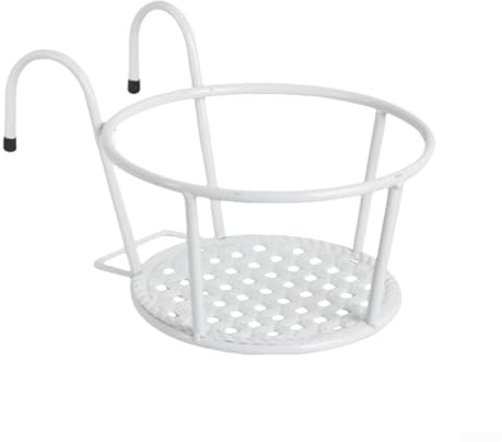 Hosrivae Lot de 4 supports de pot de fleurs en fer blanc à suspendre pour balcon – Gain de place pour plantes verticales intérieur/extérieur, compatible avec les pots de petite et moyenne taille