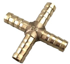 Racores de empalme con espiga de latón, Paquete de 2 accesorios tubería latón y cobre for manguera, 3, 4 vías, varios tamaños, color dorado(4 Way,OD 12MM)