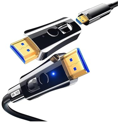 Cavo In Fibra Ottica HDMI Adattatore Staccabile Micro A Doppia Testa TV Pipeline 8K A 60Hz 4K A 120Hz HDR EARC Compatibile For HDTV Xbox PS5(8K 2.1 Version,70m)