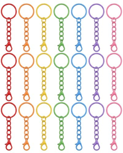 GONZTEL 21 PCS Attache Porte Clé, Anneaux Porte Clé 7 Couleurs, Mousqueton Porte Clé Verrouillage Silencieux pour Suspendre en Sécurité & Finition Douce Anti-Rayures DIY
